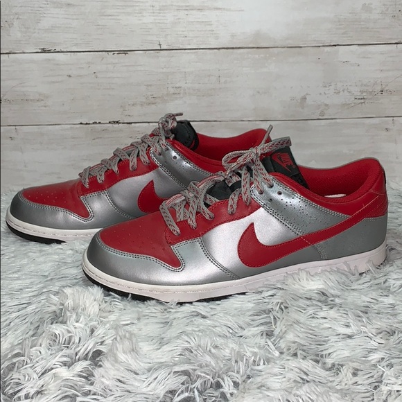 Red and silver nike dunks Clearance